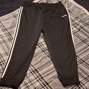 Adidas Black Joggers with White Stripes